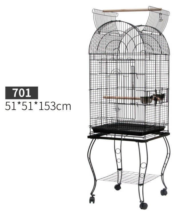 PawHut Bird and Canary Cage, Aviary με Μαύρες Μεταλλικές ρόδες 51x51x153cm D10-024V01