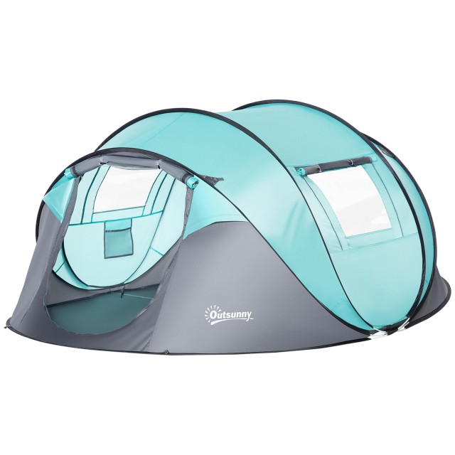 Σκηνή Κάμπινγκ 4 ατόμων Dome, Automatic Pop-Up Igloo Tent, 286x209x122cm, Γαλάζιο