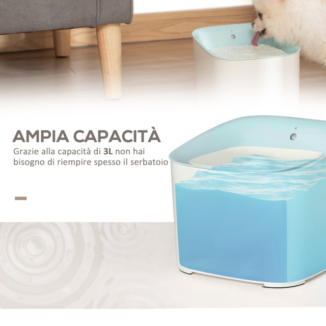 PawHut 3L Drinking Fountain for Cats and Dogs Αυτόματος διανομέας νερού με φίλτρο άνθρακα - Λευκό