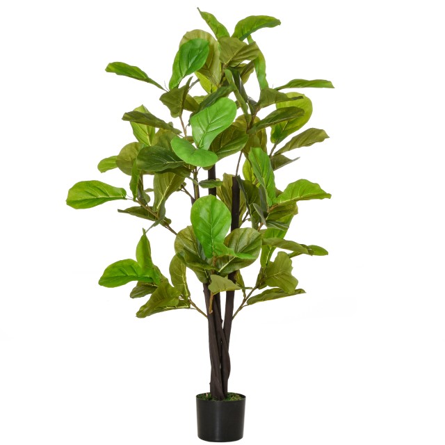 HOMCOM Τεχνητό Ficus 130cm για εσωτερικούς και εξωτερικούς χώρους, ρεαλιστικό τεχνητό φυτό με 78 φύλλα 830-437