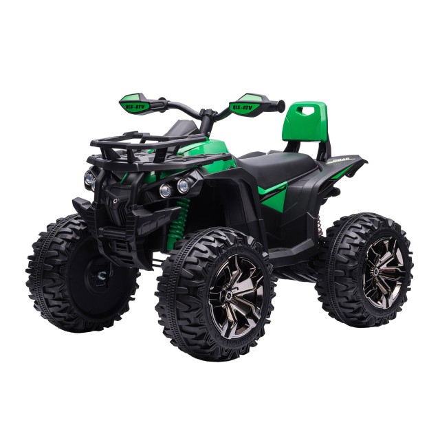 HOMCOM 12V Electric Kids Quad με λειτουργικούς προβολείς και πεντάλ, επαναφορτιζόμενη μπαταρία, κ.λπ. 3-5 ετών, 100x65x73cm - Μαύρο / Πράσινο 370-170V90GN