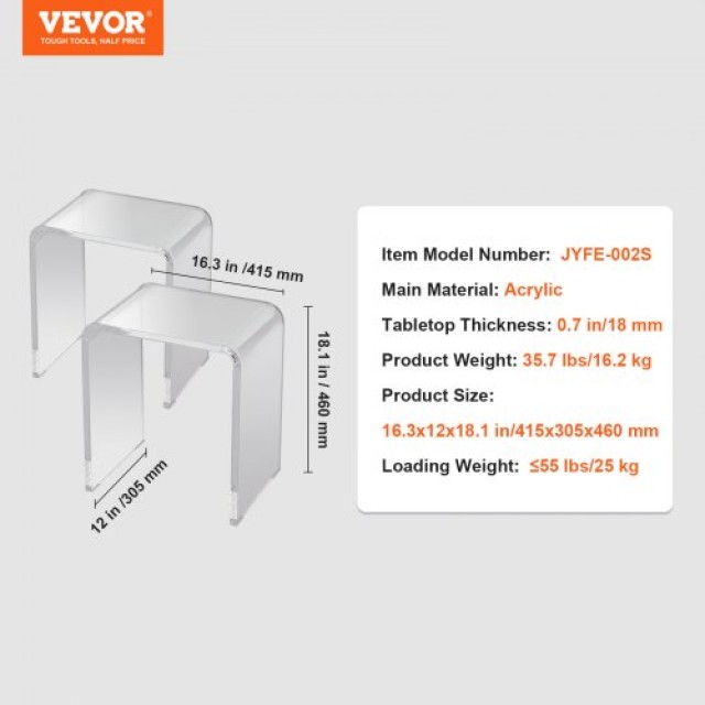 Σετ 2 Ακρυλικών Τραπεζιών VEVOR C-Shape για Σαλόνι, Υπνοδωμάτιο & Γραφείο  YKLBZXTMSLGZUJFPMV0