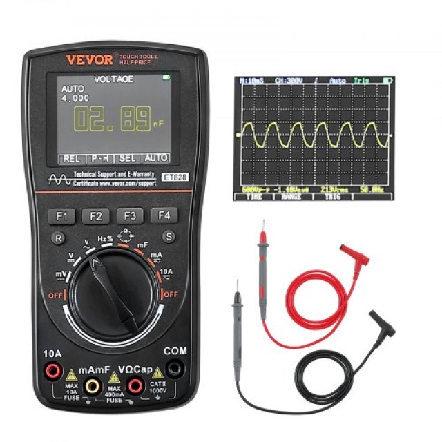 VEVOR Ψηφιακός Παλμογράφος Πολύμετρο 2-σε-1 2.5MS/S 1MHZ με Θήκη  SBQBXS200000YRAY6V2