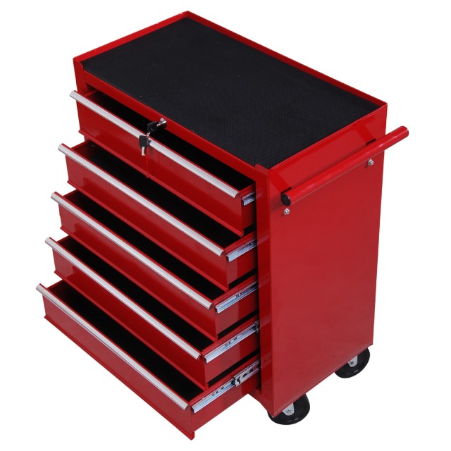 HomCom Trolley Toolbox for workshop, κόκκινο, 67,5x33x77cm