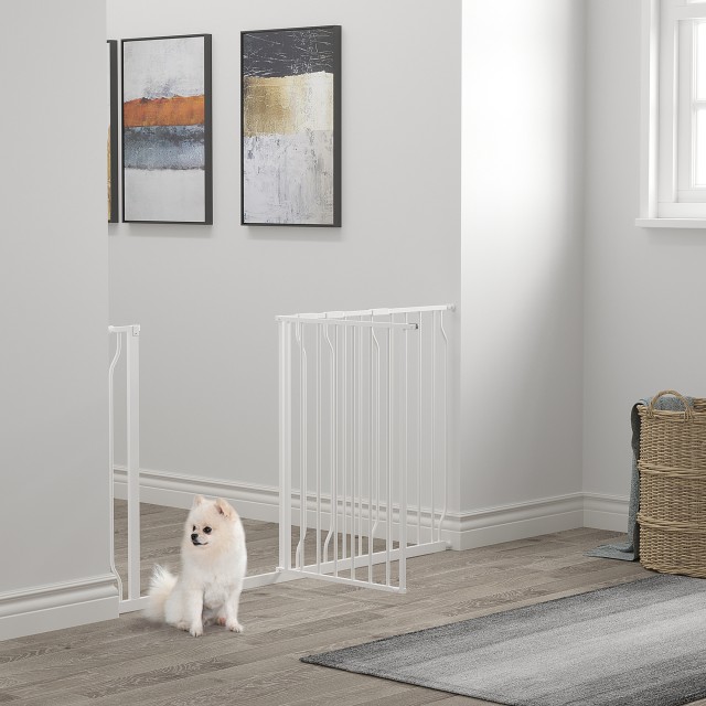 PawHut Safety Gate for Dogs Επεκτάσιμη από 75-145cm, από ατσάλι και ABS