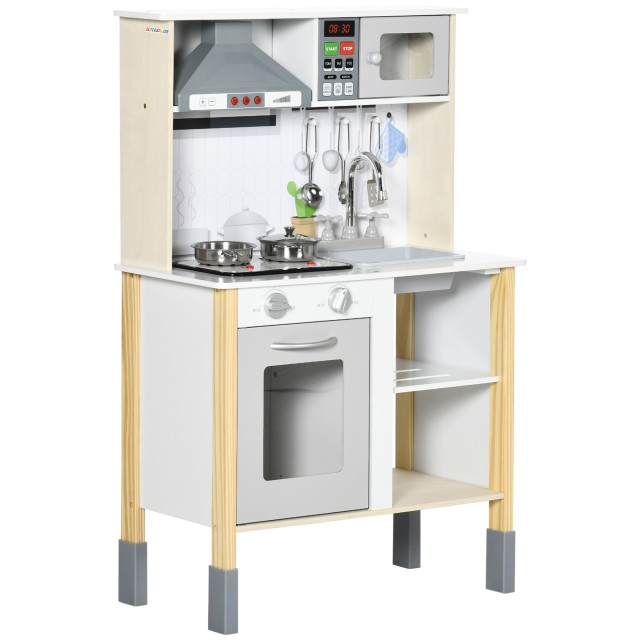 AIYAPLAY Play Kitchen for Children με Ρυθμιζόμενο Ύψος, Ήχους, Φώτα και Σκεύη, σε MDF και PP, 60x30,5x93,2 cm