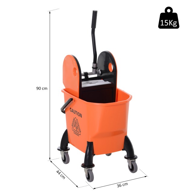 Homcom Professional Cleaning Cart with αφαιρούμενο Wringer και ρόδες, πορτοκαλί