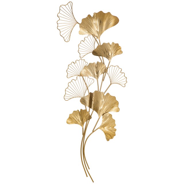 HOMCOM 3D Μεταλλική Διακόσμηση Τοίχου, Golden Ginkgo Leaves Wall Art 138x70cm 830-653V00GD