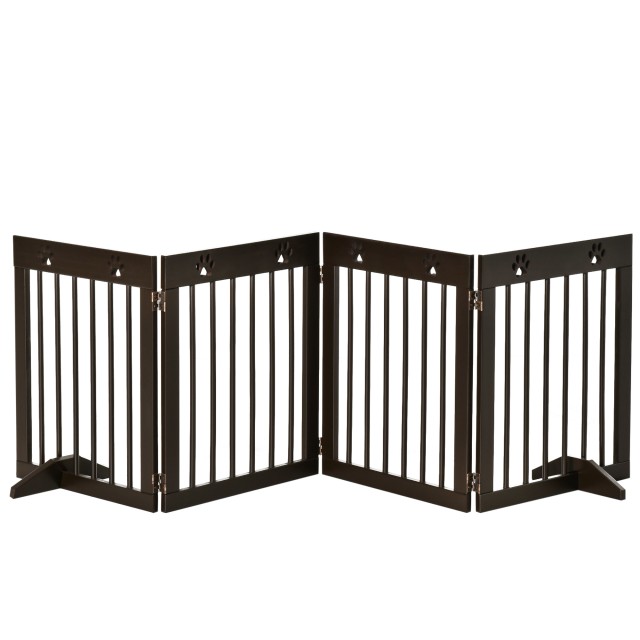 PawHut Folding Small Dog Gate, σε ξύλο πεύκου, 204x30x61 cm, καφέ D06-084BN