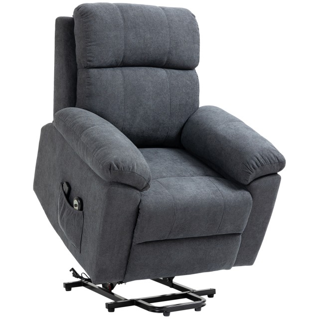 HOMCOM Lift Chair ανακλινόμενη έως 135° με 8 σημεία μασάζ, τηλεχειριστήριο και υποπόδιο 85x94,5x103 cm, Γκρι 713-097