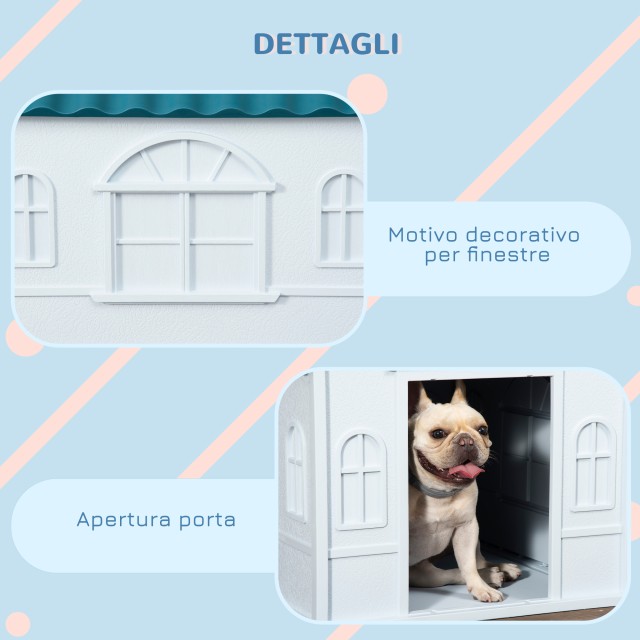 PawHut Kennel for Medium and Small Dogs max 20kg σε αδιάβροχο PP, 65x75,7x63 cm, μπλε D02-125V00BU