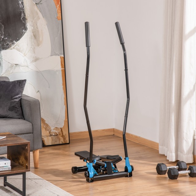 HOMCOM Fitness Stepper με αλτήρα και οθόνη LCD για προπόνηση στο σπίτι και στο γυμναστήριο, μπλε