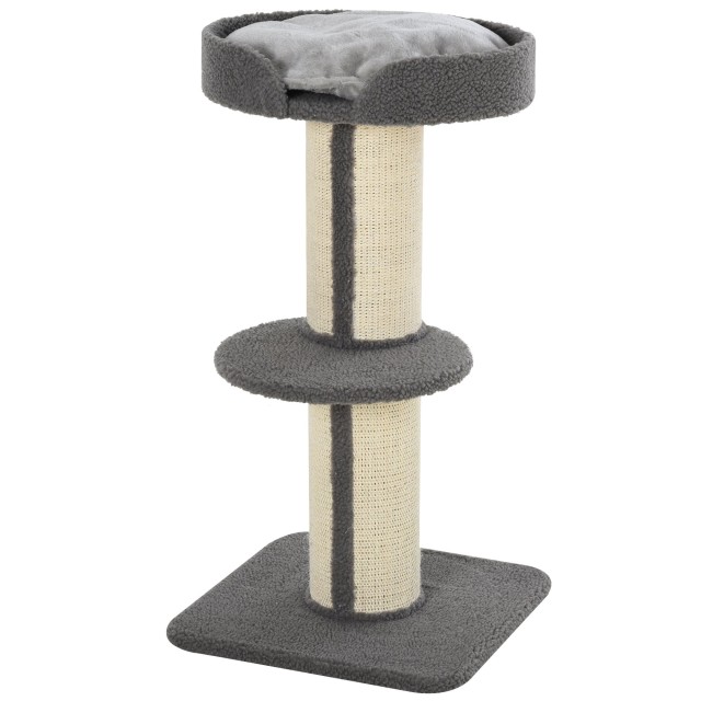 Cat Tree Scratching Post με κάλυμμα μαξιλαριού και στύλους με σχοινί σιζάλ Γκρι 45 x 45 x 91 cm PawHut D30-269GY