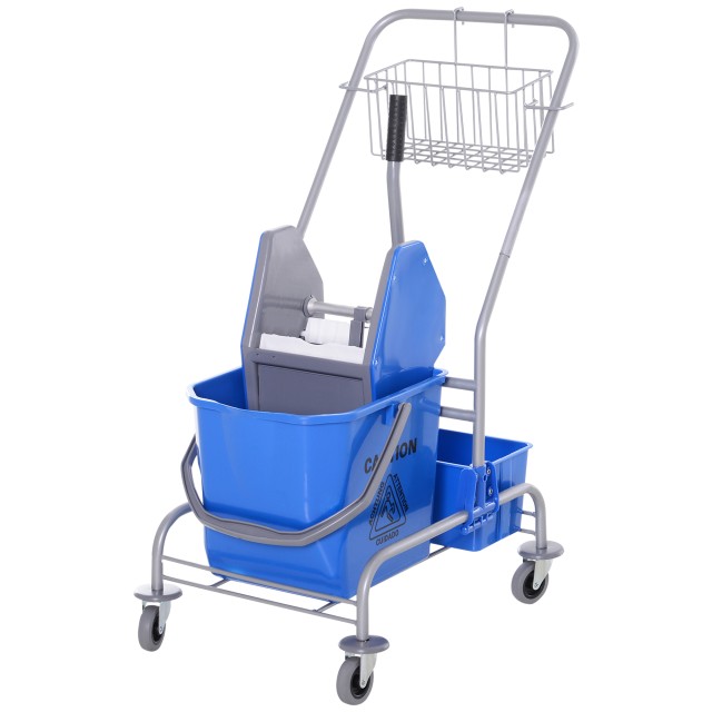 Homcom Professional Cleaning Cart with 25L Bucket and Wringer, Blue 720-010