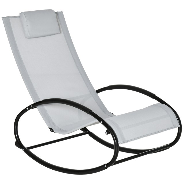 Outsunny Zero Gravity Garden Lounger, κουνιστή πολυθρόνα με μαξιλάρι και αναπνεύσιμο ύφασμα, 105x62x88cm, γκρι 84A-090GY