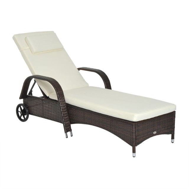 Ξαπλώστρα Outsunny Relax στο Rattan Brown 200 x 73 x 56-103 cm 862-005BN