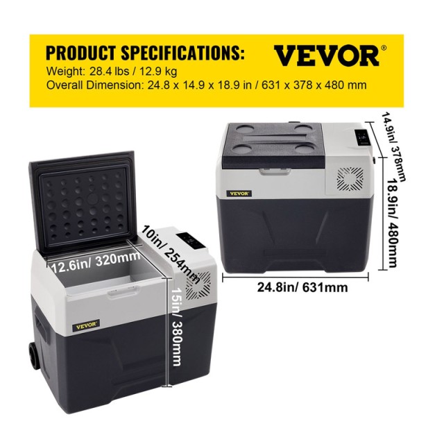 Ηλεκτρικό Φορητό Ψυγείο με 2 Ρόδες 40 Lt 45W 12/24V VEVOR BX-YSSCZBXSH-XC40V2