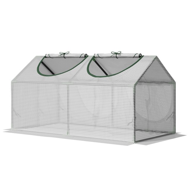 Outsunny Mini Garden Greenhouse με 2 κυλιόμενα παράθυρα και κάλυμμα PE Anti-UV, 119x60x60cm, Λευκό 845-368V03WT