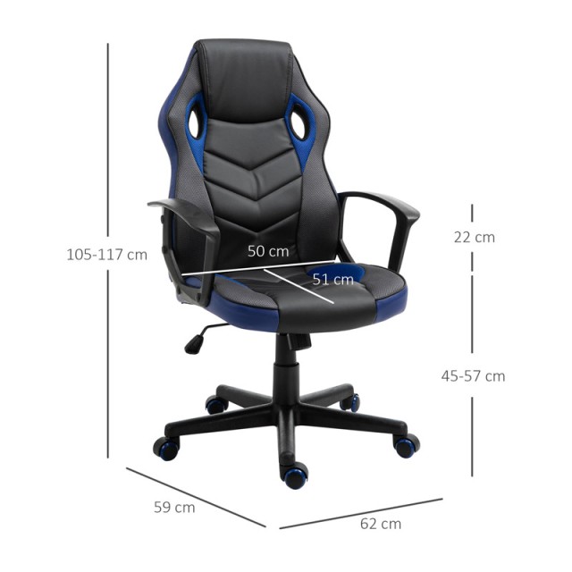 Καρέκλα Γραφείου 62 x 59 x 105-117 cm Χρώματος Μπλε Vinsetto 921-363BU