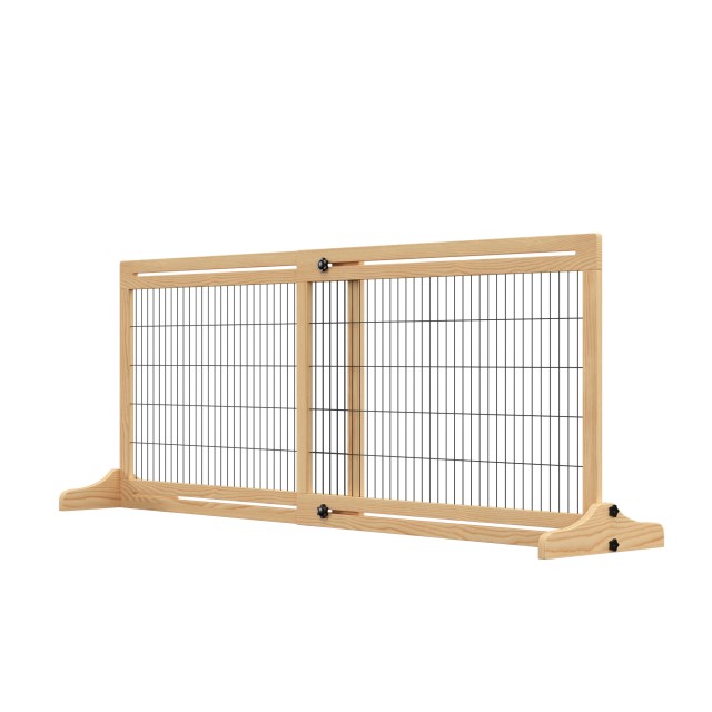 PawHut Extendable Indoor Wooden Dog Gate, 104-183x36x69cm, Χρώμα ξύλου D06-119ND