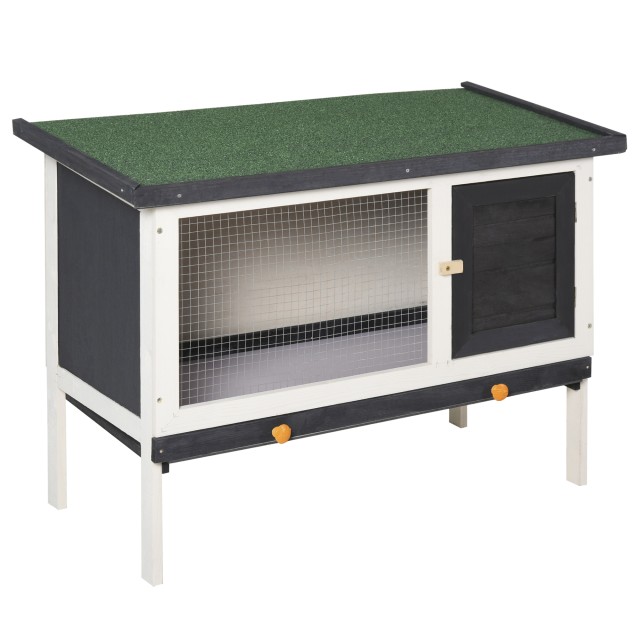 PawHut Outdoor Spruce Hutch με αφαιρούμενο δίσκο, ασφαλτική στέγη και συρμάτινο πλέγμα, 90x45x65cm, μαύρο λευκό και πράσινο