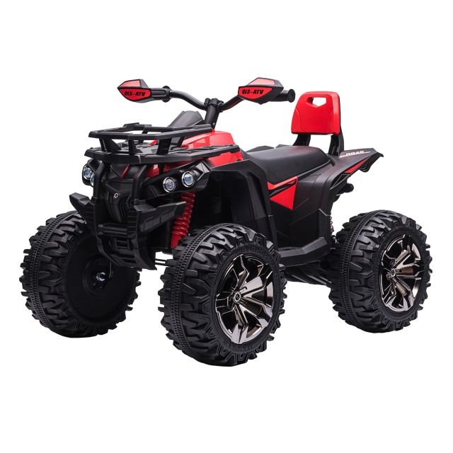 HOMCOM 12V Electric Kids Quad με λειτουργικούς προβολείς και πεντάλ, επαναφορτιζόμενη μπαταρία, κ.λπ. 3-5 ετών, 100x65x73cm - Μαύρο / Κόκκινο