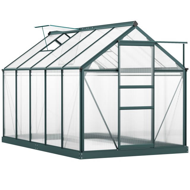 Outsunny 190x312x201cm Anti UV Polycarbonate Κήπος Θερμοκήπιο με Παράθυρο και Συρόμενη Πόρτα, Αλουμίνιο 845-059V01