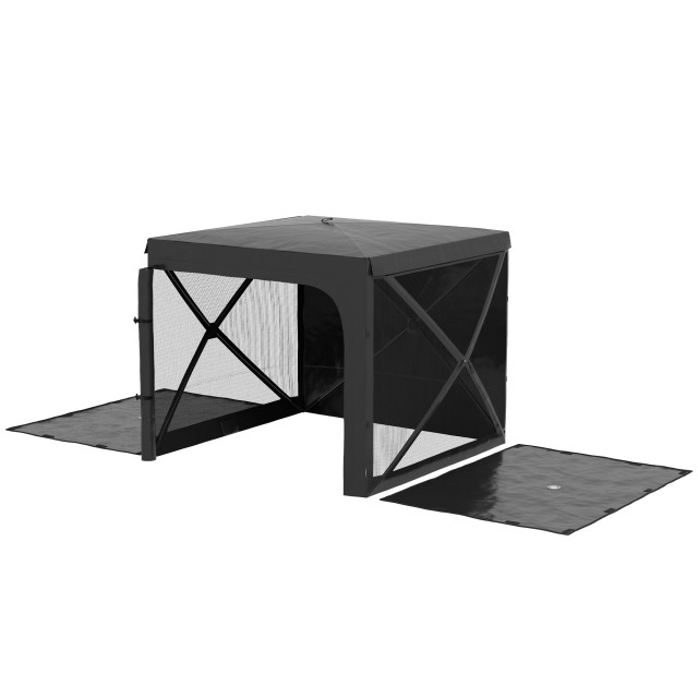 Outsunny Garden Gazebo 2x2,5 m Πτυσσόμενο με κουρτίνες και κουνουπιέρες, τσάντα μεταφοράς, μαύρο