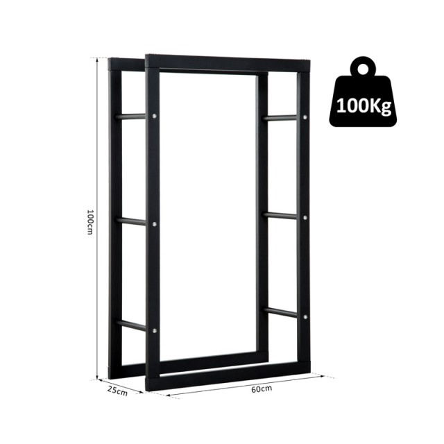 Μεταλλική Ξυλιέρα Τζακιού 60 x 25 x 100 cm HOMCOM 820-146