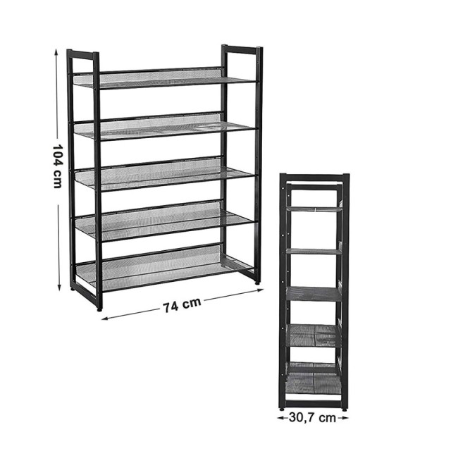 Μεταλλικό Ρυθμιζόμενο Stand Αποθήκευσης 20 Ζευγαριών Παπουτσιών 74 x 30.7 x 104 cm Songmics LMR005B - 12 άτοκες δόσεις και 5% cash back