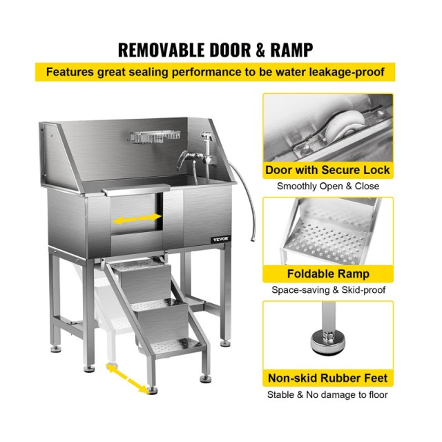 Μπανιέρα Περιποίησης Σκύλων από Ανοξείδωτο Ατσάλι 86.8 x 46.7 x 110.4 cm VEVOR CWYG34CBXGZKM0001V0