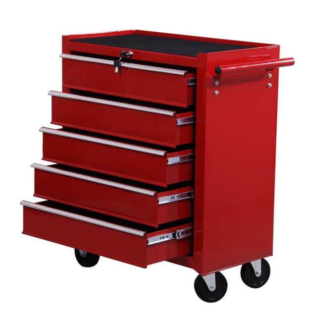 HomCom Trolley Toolbox for workshop, κόκκινο, 67,5x33x77cm