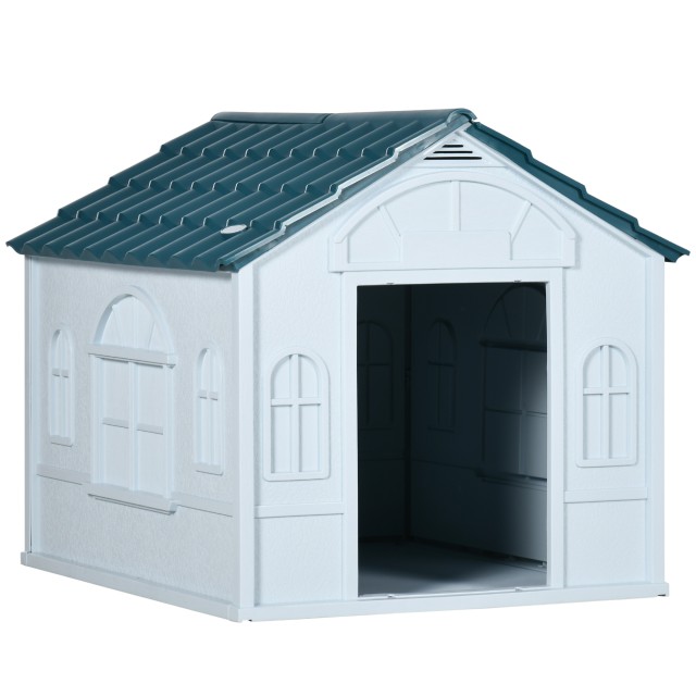 PawHut Kennel for Medium and Small Dogs max 20kg σε αδιάβροχο PP, 65x75,7x63 cm, μπλε D02-125V00BU