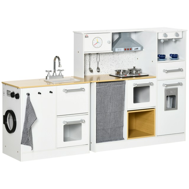 HOMCOM Play Kitchen 2 Τεμάχια για παιδιά 3-6 ετών με μαγειρικά σκεύη, φώτα και ηχητικά εφέ, από MDF και PP