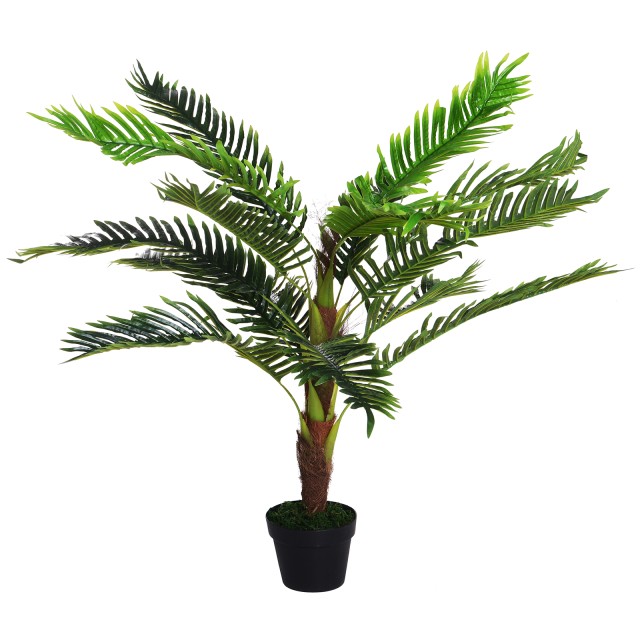 Outsunny Artificial Palm Cycas Plant High 123cm για εσωτερικούς και εξωτερικούς χώρους με περιλαμβάνεται γλάστρα 844-225