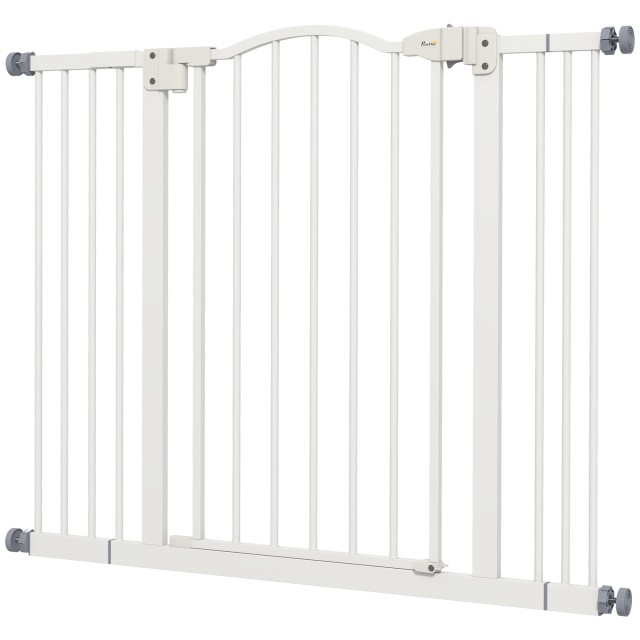 PawHut Extendable Dog Gate Χωρίς βίδες Ρυθμιζόμενη από 74-100 cm Ύψος 78 cm σε μέταλλο, λευκό