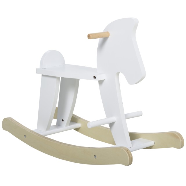 HOMCOM Rocking Horse για παιδιά 3-6 ετών, Κλασικό σχέδιο ξύλου - Λευκό