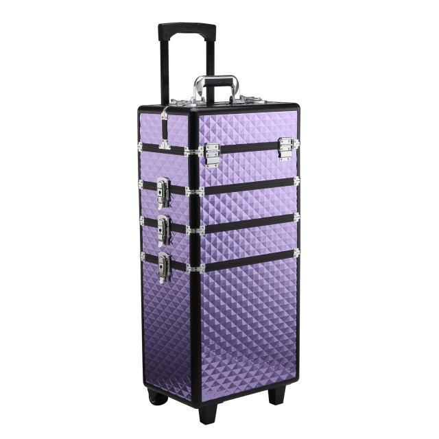 Homcom Professional Make Up Trolley από μωβ αλουμίνιο με αφαιρούμενη θήκη 33,5 x 23 x 76 / 95,5 cm