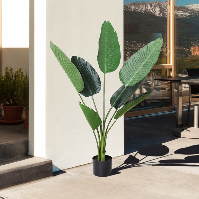 Φυτό Outsunny Τεχνητό Bird of Paradise Ύψος 120 cm με γλάστρα για εσωτερικούς και εξωτερικούς χώρους 844-266