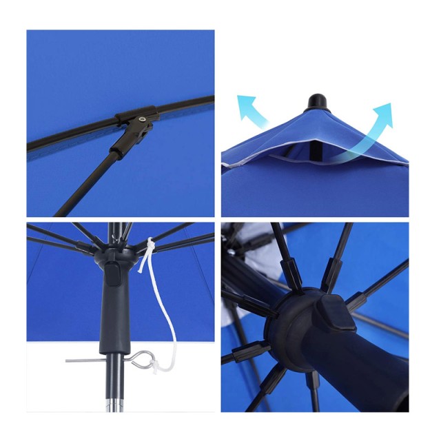 Ομπρέλα Δαπέδου από Ατσάλι με 8 Ακτίνες 2.3 m Χρώματος Μπλε Songmics GPU65BUV1 - 12 άτοκες δόσεις και 5% cash back