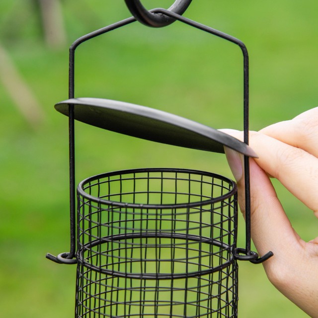 PawHut Bird Feeder με 4 γάντζους με δίσκους και 3 διαφορετικούς τροφοδότες σε ατσάλι 54,5x54,5x208cm Μαύρο