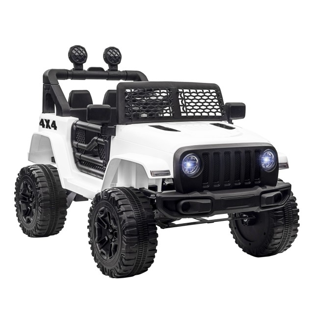 HOMCOM Electric Ride-On Vehicle for Children Jeep Off-Road με τηλεχειριστήριο και 2 ταχύτητες, 100x65x72 cm, Λευκό