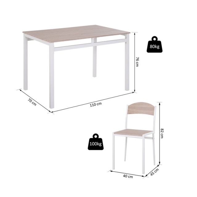 Σετ Μεταλλικό Ορθογώνιο Τραπέζι 105 x 65 x 82 cm με 4 Καρέκλες HOMCOM 835-087