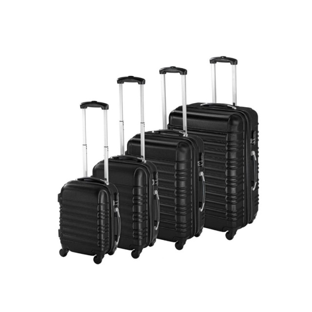 Σετ 4 Βαλίτσες Καμπίνας με 4 Ρόδες Σκληρές από ABS Χρώματος Μαύρο Hoppline HOP1000938-1