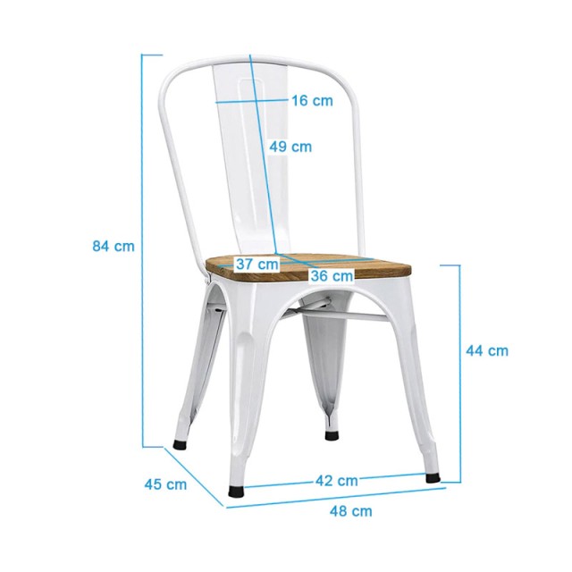 Σετ Μεταλλικές Καρέκλες με Ξύλινο Κάθισμα 84 x 48 x 45 cm 2 τμχ Hoppline HOP1001226-2