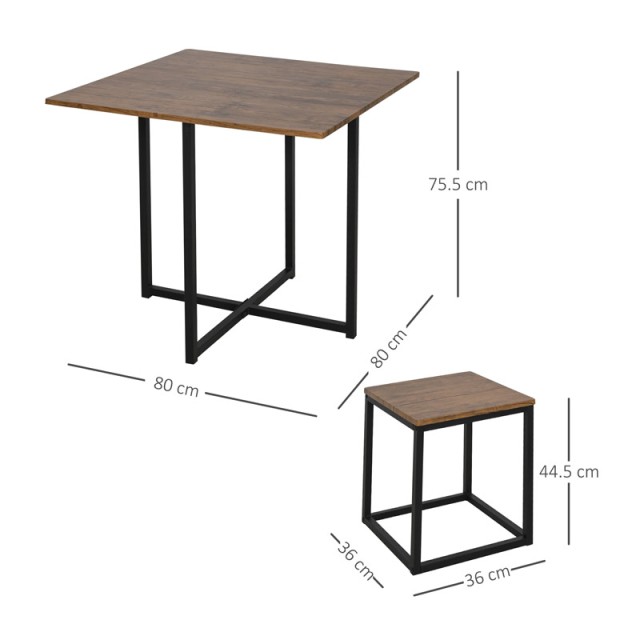 Σετ Μεταλλικό Τετράγωνο Τραπέζι - Bar  80 x 80 x75.5 cm με 4 Σκαμπό HOMCOM 835-083V01