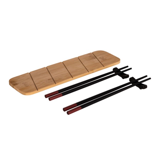 Σετ Σερβιρίσματος Sushi με 2 Ζευγάρια Chopsticks 2 Στηρίγματα και 1 Δίσκο 4 τμχ Bakaji 02815204