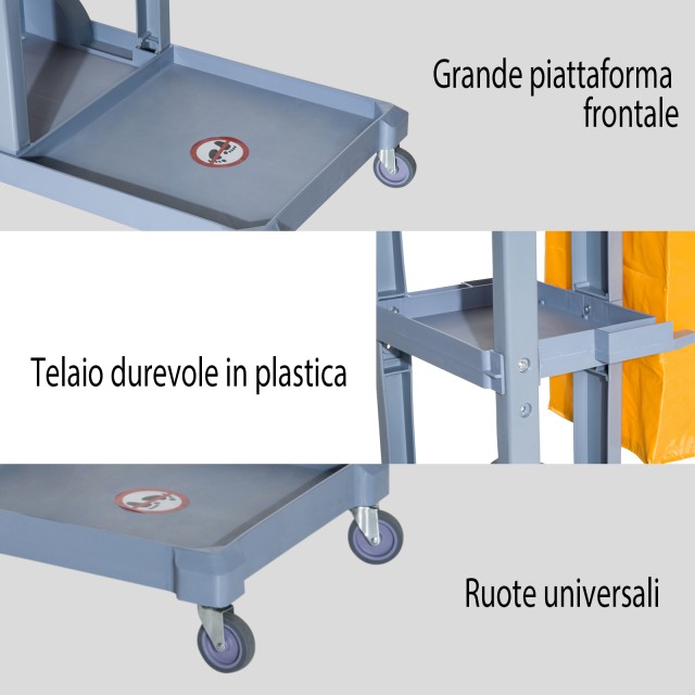 Homcom Professional Cleaning Cart with 100 Liter Bag 113 x 50,5 x 96,5cm