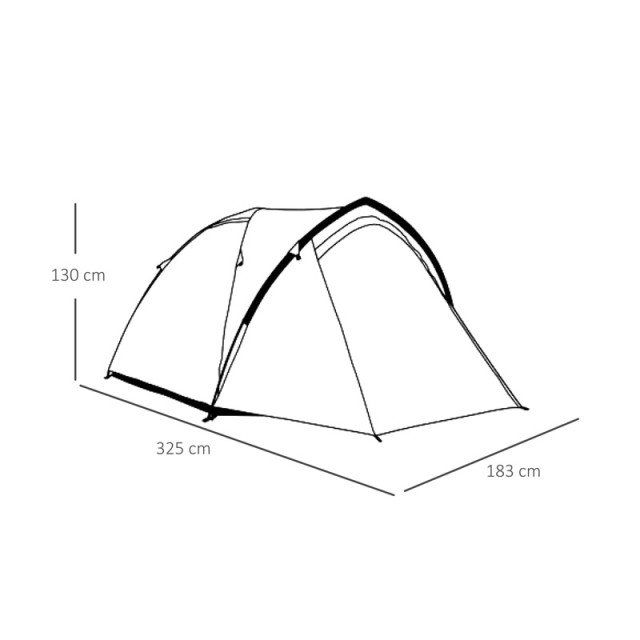 Σκηνή Camping 4 Ατόμων με Προθάλαμο 1000 mm 325 x 183 x 130 cm Outsunny A20-174