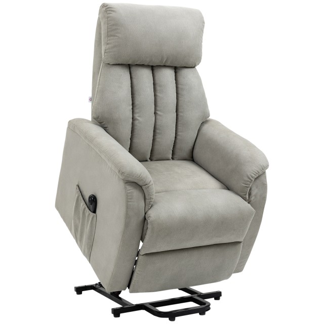 HOMCOM Lift Chair Ανακλινόμενη 150° max με τηλεχειριστήριο και υποπόδιο, 75x93x110 cm, Γκρι 713-082V91LG